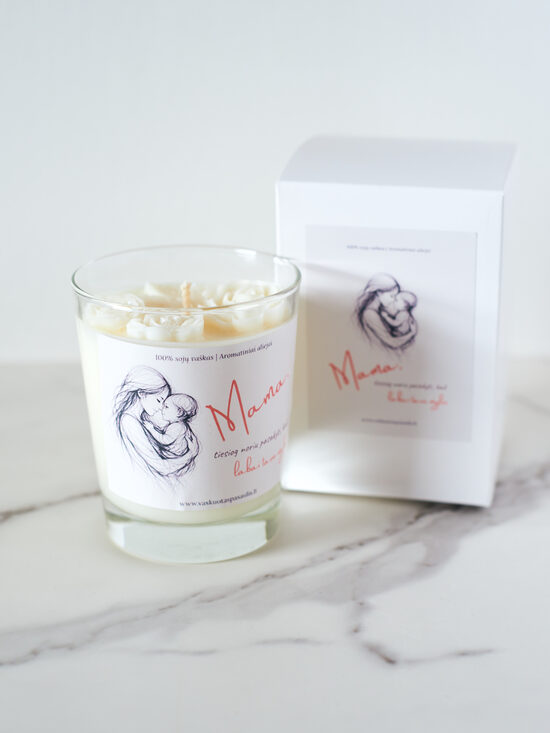 Aromatinė sojų vaško žvakė „Mama, tiesiog noriu pasakyti, kad labai tave myliu“